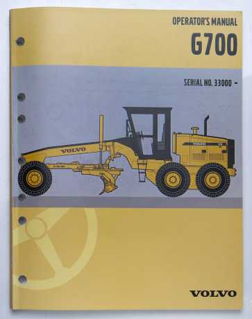 Volvo G700 Operator's Manual Ref. No. 21 2 434 4001 Copyright 2000