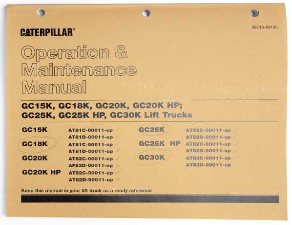 Caterpillar GC15K, GC18K, GC20K, GC20K HP, GC25K, GC25K HP, GC30K Lift Trucks Operation & Maintenance Manual  99710-80130 2001