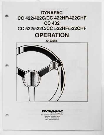 Dynapac CC 422/422C/CC, 422HF/422CHF, CC432, CC 522/522C/CC, 522HF,522CHF Operation Manual  O422EN5 August 2003