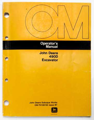 John Deere 490D Excavator Operator's Manual OM-TH108195 Issue B7 1987