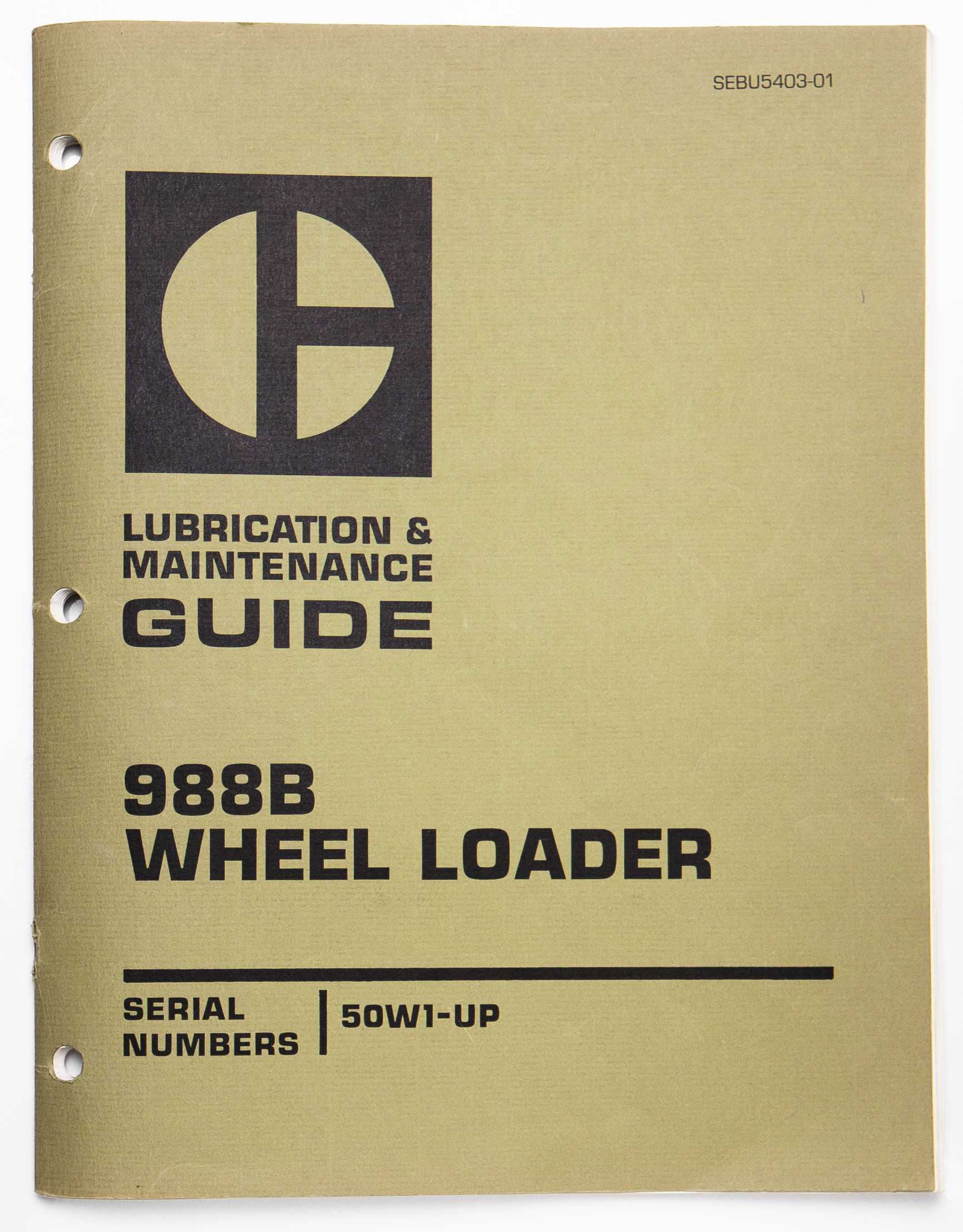 Vintage Caterpillar 988B Wheel Loader Lubrication &  Maintenance Guide SEBU5403-01 January 1977 For Sale
