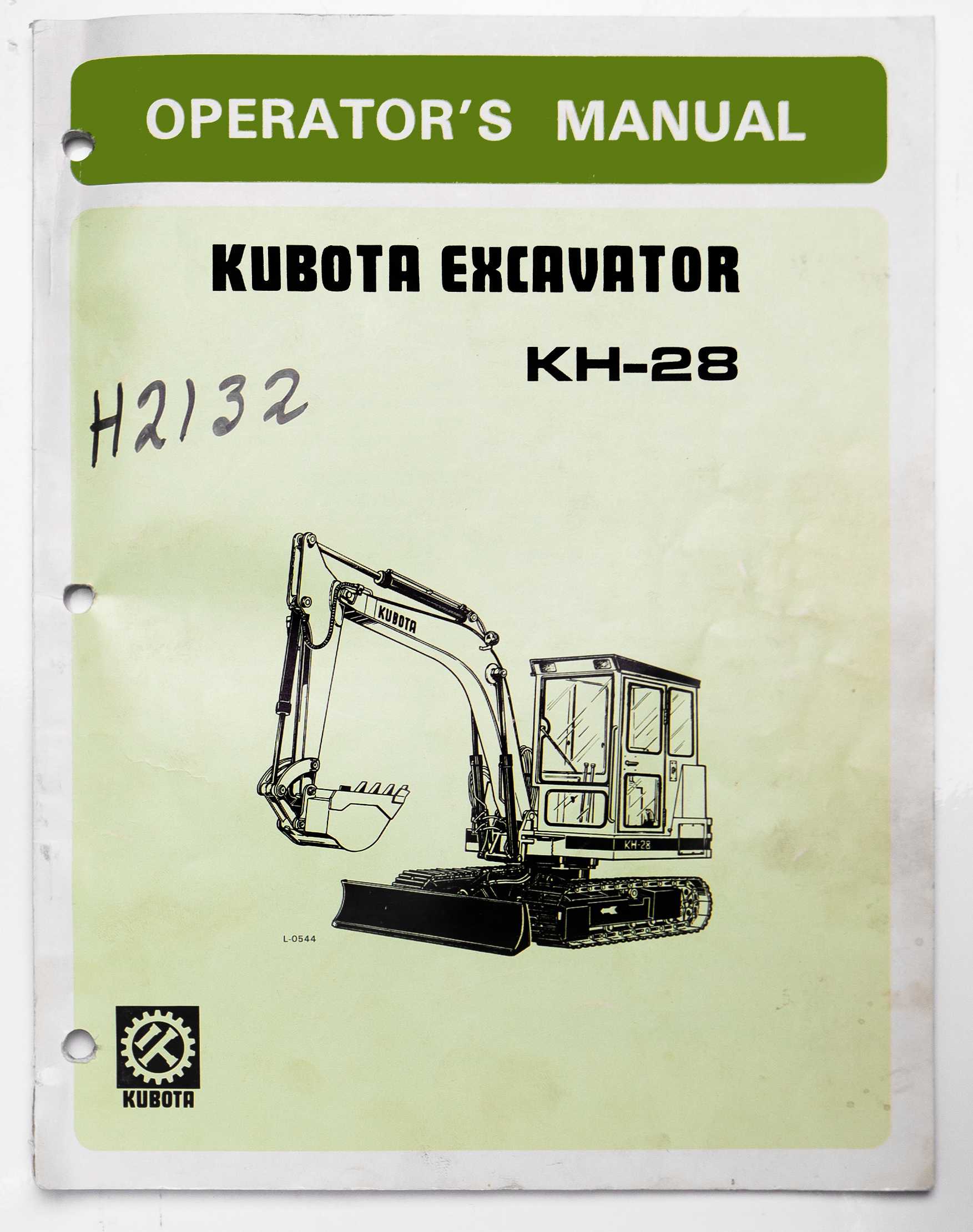 Kubota KH-28 Excavator Operator's Manual 68285-8121-4 For Sale