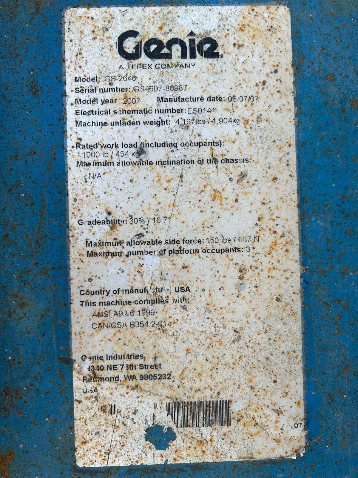 Genie GS2646 scissor lift For Sale