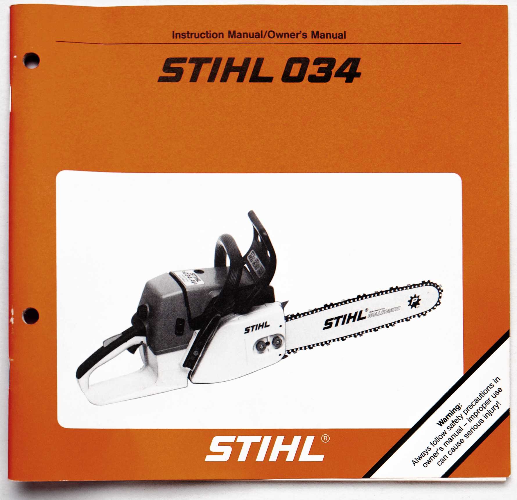 Stihl 034 Instruction Manual/Owner's Manual 0458 128 0121. M4. K8. Rei. For Sale