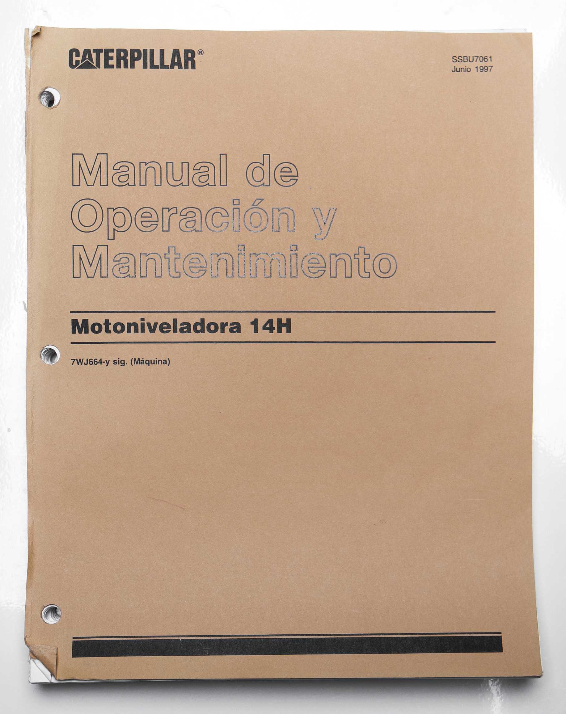 Caterpillar 14H Motor Grader Operation and Maintenance Manual SSBU7061 June 1997 Spanish For Sale