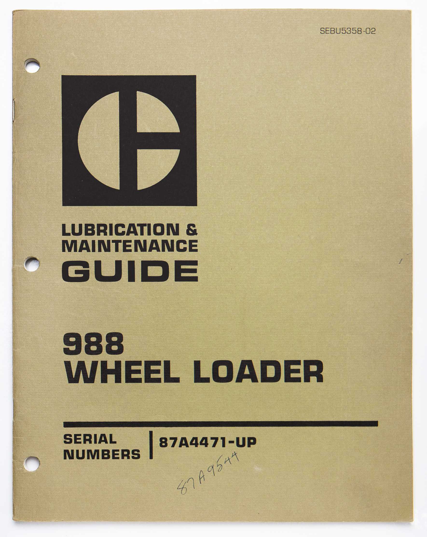 Vintage Caterpillar 988 Wheel Loader Lubrication & Maintenance Guide SEBU5358-02 February 1979 For Sale