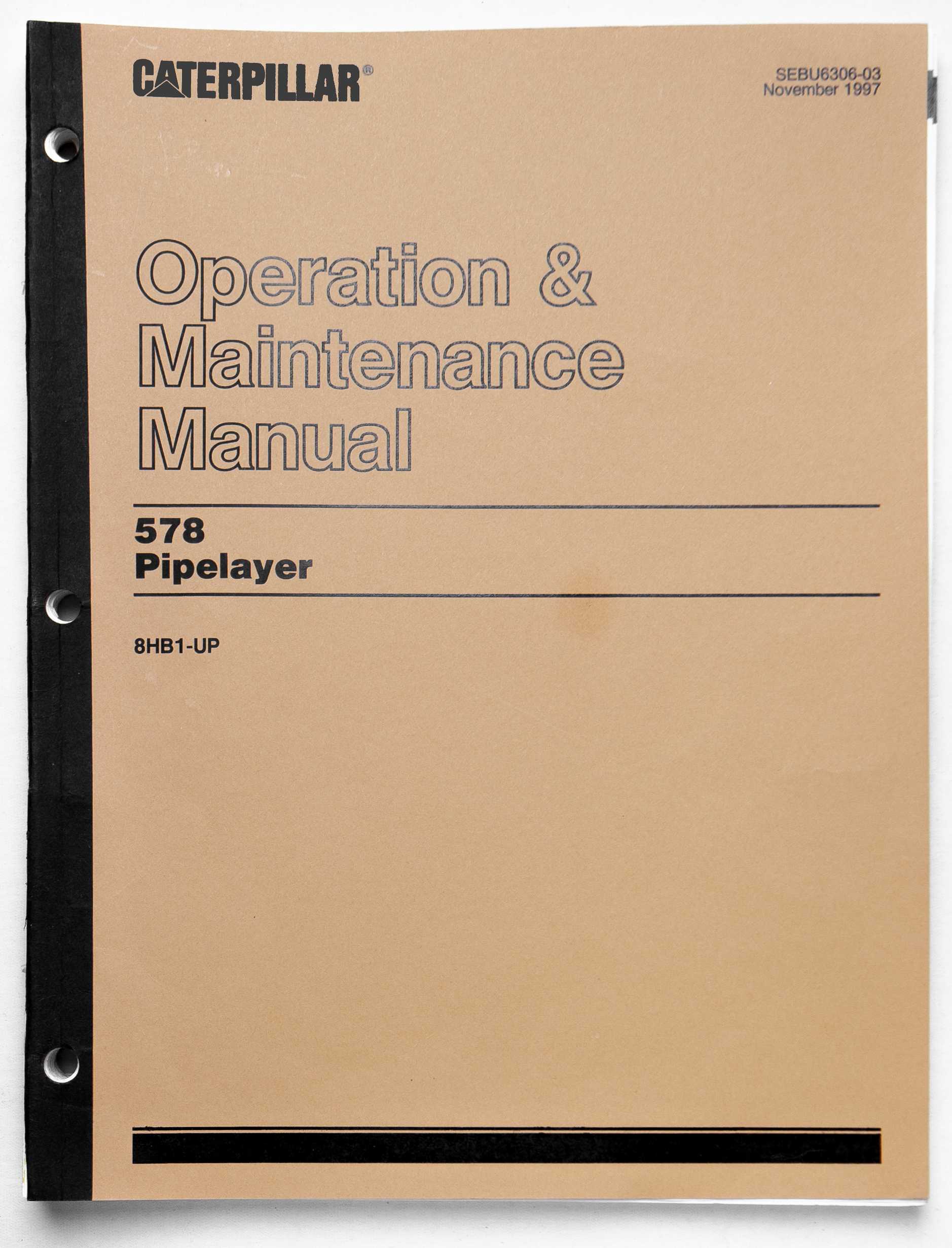 Caterpillar 578 Pipelayer Operation & Maintenance Manual SEBU6306-03 November 1997 For Sale