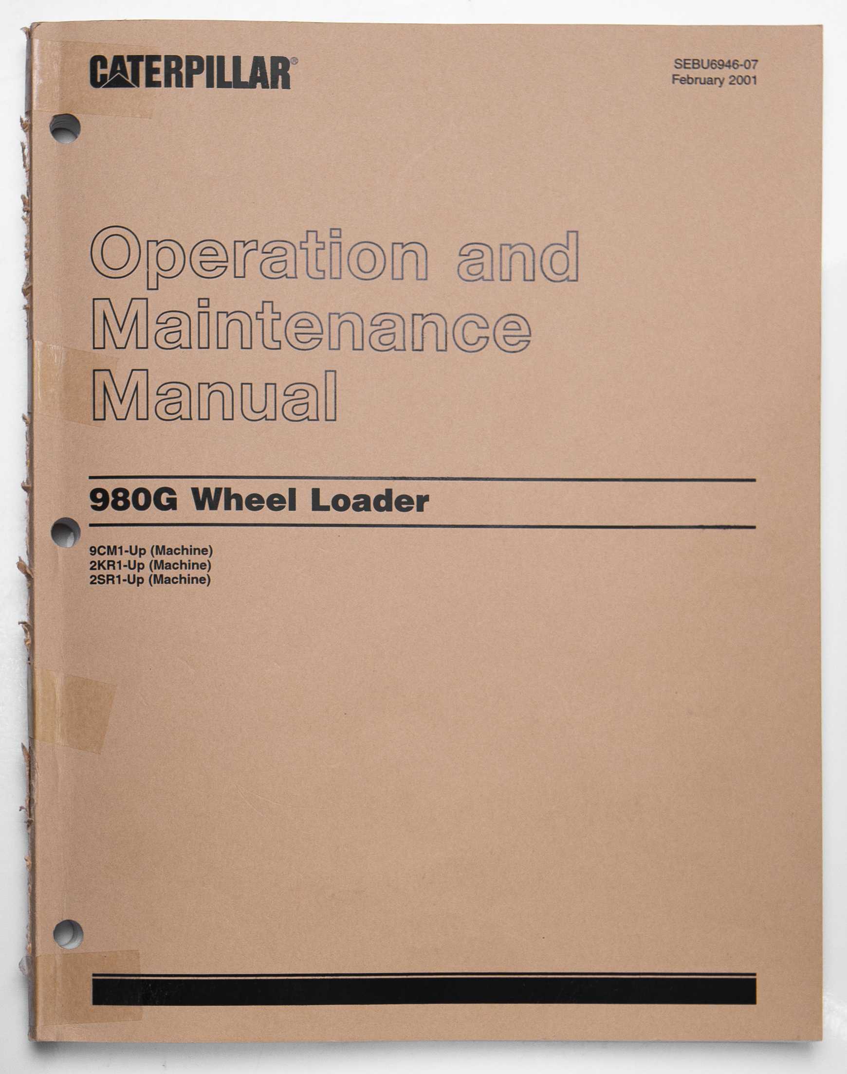 Caterpillar 980G Wheel Loader Operation & Maintenance Manual SEBU6946-07 February 2001 For Sale